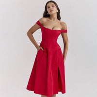 Robe corset mi-longue à lacets