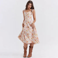 Robe corset mi-longue à lacets
