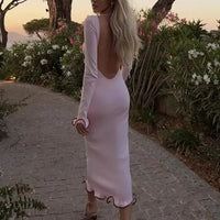 Robe longue moulante tricotée
