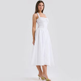 Robe mi-longue évasée, dénudé au dos