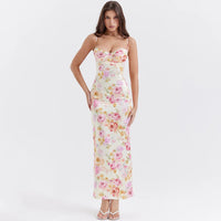 Robe longue slim à imprimé floral