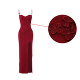 Robe longue à fleurs avec fente haute