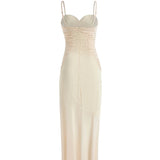 Robe longue moulante en dentelle brodée