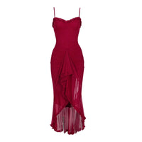 Robe longue froncée en maille irrégulière