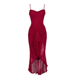 Robe longue froncée en maille irrégulière