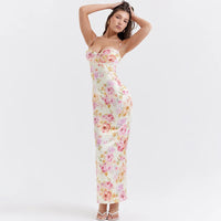 Robe longue slim à imprimé floral