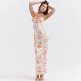 Robe longue slim à imprimé floral