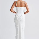 Robe longue à fleurs avec fente haute