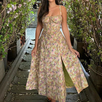 Robe mi-longue à imprimé floral