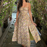 Robe mi-longue à imprimé floral