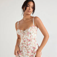 Robe mi-longue à imprimé floral