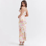Robe longue slim à imprimé floral