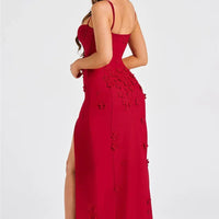 Robe longue à fleurs avec fente haute