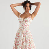Robe mi-longue à imprimé floral