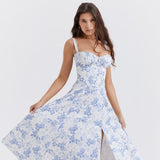 Robe mi-longue à imprimé floral
