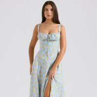 Robe mi-longue à imprimé floral