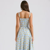 Robe mi-longue à imprimé floral