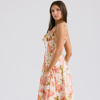 Robe mi-longue à imprimé floral