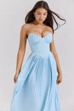 Robe longue sans manche en mousseline plissée
