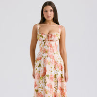 Robe mi-longue à imprimé floral