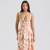 Robe mi-longue à imprimé floral
