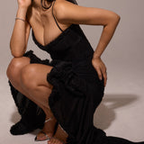 Robe longue froncée en maille irrégulière