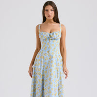 Robe mi-longue à imprimé floral