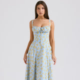 Robe mi-longue à imprimé floral